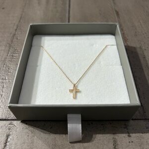 Van Dell 14kt Yellow Gold Cross Pendant Necklace W/Center Diamond for Baby/Child